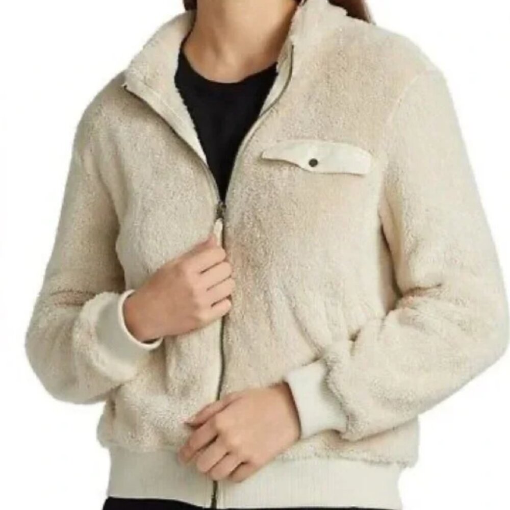 Rails Austin Zip-Up Teddy Fleece Cream Size M - image 2